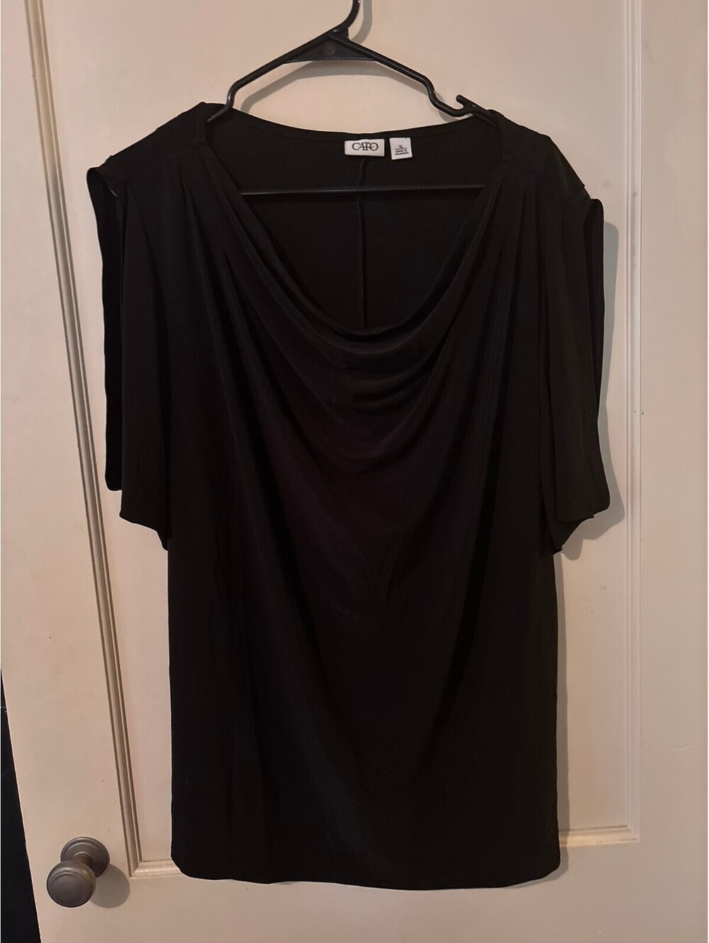 Cato Black Draped Neckline Blouse XL